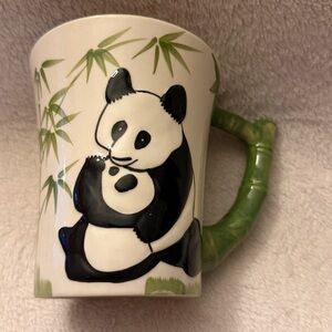 Pier 1 Imports Panda Bear & Cub Bamboo 3D Mug Cup